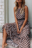 Fashion Street Polka Dot Patchwork O Neck A Line Dresses