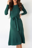 Fashion Casual Solid Patchwork O Neck A Line Dresses