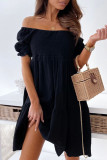 Fashion Casual Solid Split Joint Off the Shoulder Princess Dresses