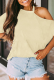 Casual Solid Split Joint Asymmetrical Collar T-Shirts