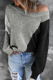 Street Color Lump Basic O Neck Tops
