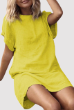 Casual Solid Basic O Neck Short Sleeve Two Pieces