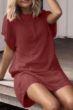 Casual Solid Basic O Neck Short Sleeve Two Pieces