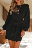 Fashion Casual Solid Split Joint O Neck A Line Dresses