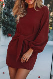 Fashion Casual Solid Split Joint O Neck A Line Dresses