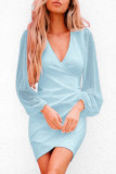 Fashion Sweet Solid Split Joint V Neck Irregular Dresses
