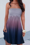 Fashion Casual Print Split Joint Strapless A Line Dresses
