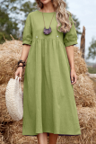 Casual Vintage Split Joint O Neck A Line Dresses