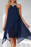 Fashion Street Solid Split Joint O Neck Pencil Skirt Dresses