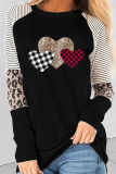 Casual Print Split Joint O Neck Tops
