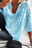 Fashion Street Solid Split Joint V Neck Tops