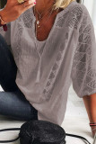 Fashion Street Solid Split Joint V Neck Tops
