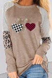 Casual Print Split Joint O Neck Tops