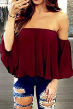 Fashion Casual Solid Split Joint Strapless Tops