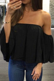 Fashion Casual Solid Split Joint Strapless Tops