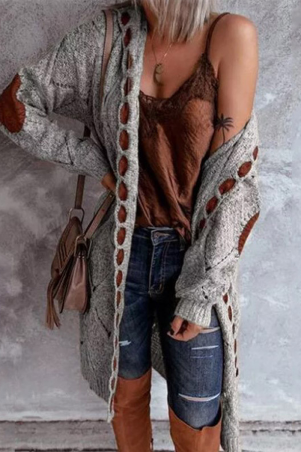 Casual Street Patchwork Contrast Hooded Collar Tops Sweater