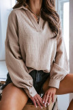 Fashion Casual Solid Split Joint Turndown Collar Tops
