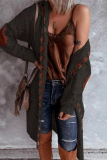 Casual Street Patchwork Contrast Hooded Collar Tops Sweater