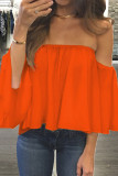 Fashion Casual Solid Split Joint Strapless Tops