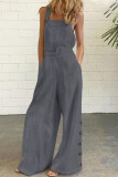Fashion Casual Solid Split Joint Spaghetti Strap Loose Jumpsuits