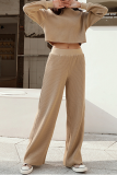 Casual Solid Basic O Neck Long Sleeve Two Pieces