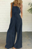 Fashion Casual Solid Split Joint Spaghetti Strap Loose Jumpsuits