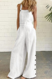 Fashion Casual Solid Split Joint Spaghetti Strap Loose Jumpsuits