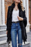 Casual Solid Tassel Split Joint Tops Sweater