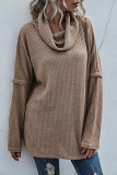Fashion Casual Solid Split Joint Scarf Collar Tops
