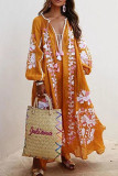 Fashion Casual Print Patchwork V Neck Printed Dresses