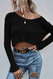 Casual Solid Basic V Neck Tops Sweater