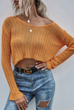 Casual Solid Basic V Neck Tops Sweater