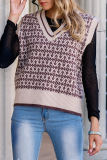 Casual Patchwork Basic V Neck Tops