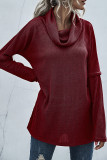 Fashion Casual Solid Split Joint Scarf Collar Tops