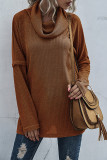Fashion Casual Solid Split Joint Scarf Collar Tops