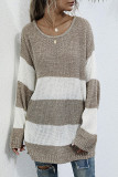 Fashion Casual Striped Patchwork O Neck Tops