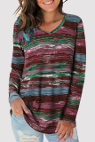 Casual Print Basic V Neck Tops