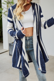 Casual Striped Contrast Hooded Collar Tops Sweater