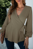 Fashion Casual Solid Patchwork V Neck T-Shirts