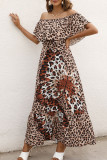 Fashion Street Print Split Joint Off the Shoulder A Line Dresses