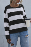 Casual Striped Basic O Neck Tops