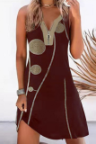 Casual Print Split Joint Zipper Collar A Line Dresses