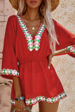 Fashion Street Solid Split Joint Sequins V Neck Waist Skirt Dresses