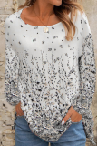 Casual Floral Basic O Neck Tops