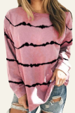 Casual Striped Patchwork Basic O Neck Tops