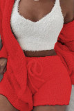 Fashion Casual Solid Split Joint V Neck Long Sleeve Three Pieces