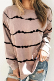 Casual Striped Patchwork Basic O Neck Tops