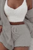 Fashion Casual Solid Split Joint V Neck Long Sleeve Three Pieces