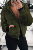 Fashion Street Solid Patchwork Hooded Collar Outerwear