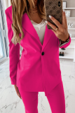 Elegant Solid Split Joint Buttons Turn-back Collar Outerwear